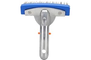 PSSOPP Pool Brush for Spa Pond, Floor Walls 18in Heavy Duty Aluminum Pool Brush with Curved Tiles Floor Cleaner(5.5in Stainless Steel Wire Bristle Brush)