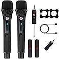 DIGIMORE Dual UHF Wireless Microphone for Singing | 8Hrs Battery | 160ft Range | Type-C Charging | Dual Cordless mic for House Parties, Outdoor Party, Singing, Classroom (D-350 Black)