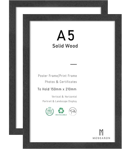 Black Photo Frame 8 x 6 Inch/A5 21x15cm Solid Wood Photo Frame