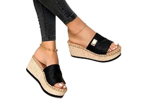 CLENP Damen Sandalen, Casual Damen Sommer Wedge Peep Toe High Heel Plattform Pantoletten Anti-Rutsch-Sandalen