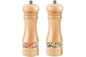 DIFCUL Moulins à Poivre et Sel, Salieres et Poivrieres Bois, Réglables Avec Broyeur à épices en Céramique, Moulin Classique Poivrière, Lot de 2, Manuel Moulins à Épices