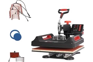 SIGNZWORLD Transferpresse 38x38CM Hitzepresse Heißpresse 8 IN 1 Heat Press Machine 360 Grad Schwenkbar DIY Mulitifunktional Sublimation Wärmepresse mit Digitaler LED-Temperatur- und Zeitcontroller