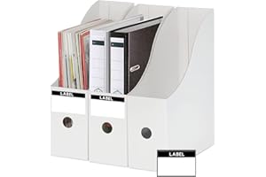 JINCHIDA 3 Pack Magazine File Holder with 3 Labels,Cardboard Magazine Holder for Files,Document Folder Holders A (White, 3 PACK)