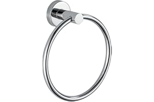 MARKCCO Towel Ring, Bathroom Hardware Accessories, wall-mounted towel ring, simple round stainless steel towel rack, for bathroom and kitchen (Chrome)