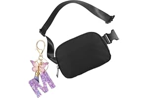 VPOOFREE Riñonera Mujer Hombre,Riñonera y Llavero con Colgante de Borla de Mariposa,Casual Mariconeras Bolsa de Cinturón Moda Ajustable Fanny Bag Waist Pack para Viaje Running Deportiva al Aire Libre-M