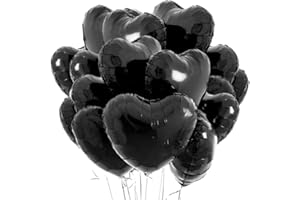 MELEAGER Herz Folienballon Schwarz 20 Stück,Herz Helium Luftballons,Heliumballon Herzen,Herzluftballons,Herzform Folienluftballon Herzballons Geeignet für Geburtstag Hochzeit Verlobung Brautdusche Valentinstag