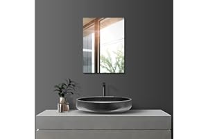 Sqinor Wandspiegel Selbstklebend 30x40cm HD Glas Rahmenlos Badspiegel, Modern Klein Rechteckig Badezimmerspiegel ohne Bohren, Bathroom Mirror Deko Wand Kleben Spiegel für Bad Gäste WC Badezimmer Flur