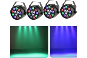 SHIOUCY Set di 4 luci da palcoscenico 15 W LED RGB Flat PAR luce DMX illuminazione da palcoscenico 7 canali di controllo LED sfera da discoteca per festa faretto per illuminazione