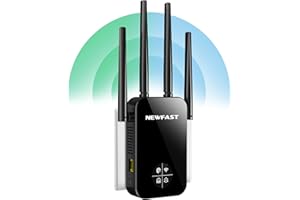 NEWFAST 1200Mbps Ripetitore WiFi Potente per Casa, Amplificatore Segnale WiFi 5GHz&2,4GHz Dual Band con WPS Funzione, Extender WiFi Supporta Modalità Ripetitore/Router/AP, Porta LAN, 4 * 3dBi Antenne