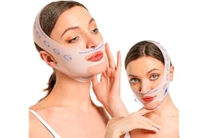 HAMKU Kinnmaske 2 Stück V Line Lifting Mask Für Schlaffe Gesichtshaut Doppelkinn Maske Wiederverwendbare V-Linienmask Doppelkinn Entferner Rosa Chin Strap Geeignet Für Frauen Und Männer