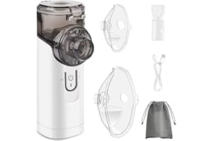 PMGUD Aerosol Portatile, Aerosol Ultrasuoni Silenzioso, Inalatore Nebulizzatore con Boccaglio e Macherine, Aerosol Ricaricabile per Bambini e Adulti