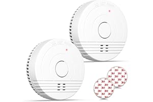 Andyssey Détecteur de Fumée Pile remplaçable, GS536GC Alarme Incendie, Capteur Optique, Conforme à la Norme européenne EN14604, Lot de 2