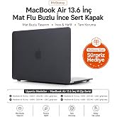 McStorey MacBook Air 13.6 İn&ccedil; Kılıf A2681 A3113 A3240 A3449 M2 M3 M4 M5 Uyumlu Mat Buzlu Şeffaf Sert Kapak İnce Hard Case Siy