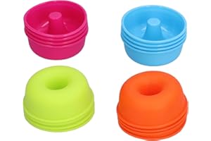 LANTRO JS 16 stampi in silicone per ciambelle, antiaderenti, mini tazze rotonde per muffin, colore brillante, riutilizzabile, per muffin, ciambella, per cottura