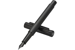 ASVINE Hongdian Penna stilografica con pennino fine, design classico, set regalo con converter e custodia in metallo, colore: nero