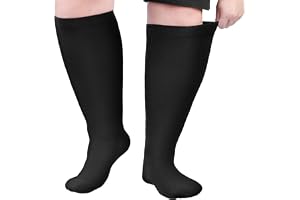 AOOWU Plus Size kompressionsstrumpor för män och kvinnor, 1 par breda vader graderade kompressionsstrumpor, extra stora knästrumpor för stöd resor löpning graviditet ödem sjuksköterskor, 20-30 mmHg