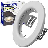 MONTERAL 6 Pieces Recessed Spotlight Frame LED Ceiling &Oslash; 53-80 mm White | Recessed Ceiling Frame for GU10 Max 50W Bulbs - Ste