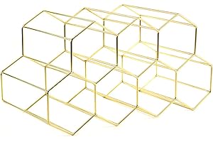 Sertay Weinregal Metall Freistehender, Freistehender Weinflaschenhalte, Tisch Weinregal, Arbeitsplatte Weinflaschenhalter, Weinflaschenhalter, für Bar, Weinkeller, Wohnzimmer, Küche, Keller (Golden)