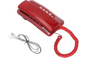 VIKYE KXT‑438 Corded Telephone, Wired Phone with Pause Function, Hanging Phone, Wall Mounted Desk, Landline Connection for Home (Red)
