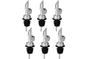 BALTRE 6 Bec Verseur Alcool Inoxydable,Bec Verseur Automatique Pour Huile d'olive, Becs Verseurs Lestés en Acier Pour Huile D'olive Adapté aux Bouteilles d'environ 3/4 Pouce Vin,Liqueur,Cocktails