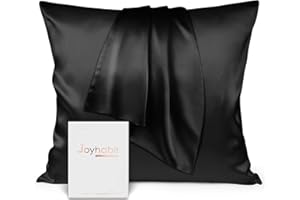 Joyhabit Seidenkissenbezug 80x80, Schwarz, 16MM Silk Pillowcase aus 100% Bio Maulbeerseide, Super für den Schutz der Haarqualität und der Haut