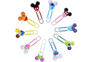 AUAUY Pack of 10 Cute Mouse Paper Clips, Book File Page Marker Clips for Teachers and Students, Colourful Office Supplies Gifts, Bookmark Clamp, Stationery for School, Children, Adults