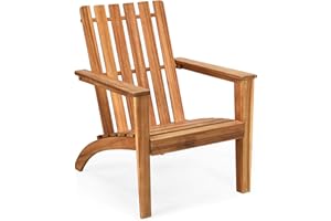 GOPLUS Fauteuil de Jardin en Bois d’Acacia, Fauteuil d’Extérieur pour Jardin,Fauteuil Large avec Dossier Confortable pour Jardin et Terrasse, Plage, 69x73x85CM