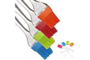 iNeibo Pinceau Cuisine - 4 Pinceaux Pâtisserie pour Badigeonner Multicolore en Silicone 100% Alimentaire résistant à la Chaleur