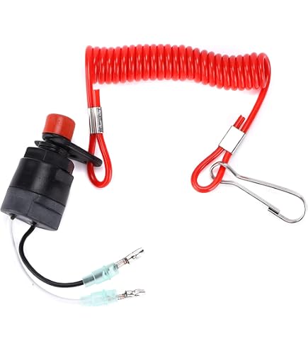 Cordino Di Sicurezza Per Motore Fuoribordo - Chiave Interruttore Rosso Estensibile 845546