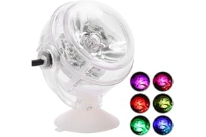 Semme Oświetlenie punktowe LED do akwarium, swobodne obracanie o 180 stopni, wodoszczelny, mini reflektor RGB, do akwarium, fontanny, stawu rybnego, zbiornika, wody, ogrodu