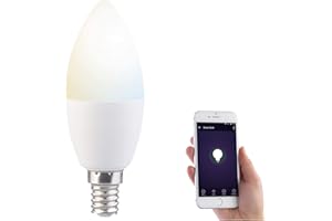 ‎LUMINEA HOME CONTROL Luminea Home Control WLAN Birnen: WLAN-LED-Lampe, für Siri, Alexa & Google Assistant, E14, weiß (CCT), F (Dimmbare Energiesparlampen E14, Alexa Glühbirne E14, Deckenlampe)