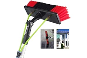 Tige De Nettoyage Panneau Solaire Photovoltaïque 3m-12m Avec Brosse, Outil Télescopique Lavage à Pulvérisation D'eau Prolongée, Kit Brosse Haute Fenêtre Pour Toits Serres, Camions Et Voitures /