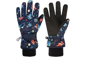 HNGEMSY Handschuhe Kinder Winter Schneehandschuhe Skihandschuhe für 2-13 Jahre Mädchen Jungen PU Palme Wasserdicht Winddichte Warm Fleece Winterhandschuhe