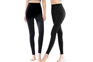 POWER FLOWER Lot de 2 Leggings Longs pour Femme – Pantalon de Yoga en Coton, Doux, Extensible et Opaque pour Un Confort Toute la Journée