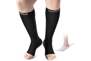 CAMBIVO Bas de Contention Pied Ouvert, Chaussettes de Contention Femme Homme, Chaussettes de Compression Classe 2 20-30mmHg pour Varices, l'œdème, Circulation Sanguine Jambes, Voyage