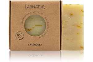 SYS Labnatur Jabón Natural Caléndula Artesanal - Calma y Protege - Con Aceites de Oliva y Coco - Para Piel Sensible o Irritada - Vegano y Sin Aceite de Palma - Fabricado en España - 100 g