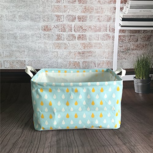 Inwagui Faltbaren Aufbewahrungskorb Wäschekorb Kinder aufbewahrung Spielzeug Warenkorb Kleidung Halter mit Deckel 39* 25* 22cm-Regentropfen A