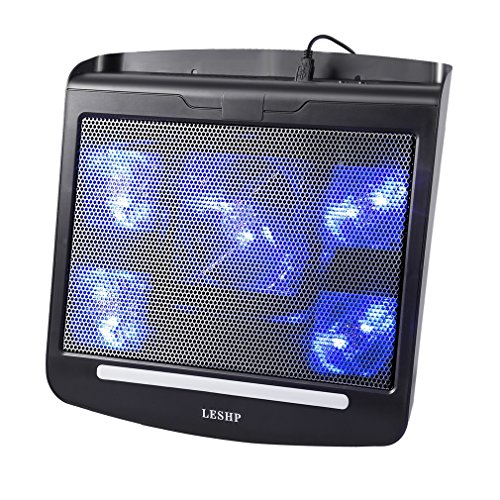 YKS Notebook Laptop Kühler T9 Aluminium Mesh & Kunststoff Portable leichte Kühlpad mit Aluminiumverkleidung und fünf Lüfter 2000RPM