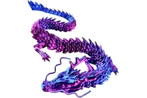 HOXSNII 3D Printed Dragon Fidget Toy,Articulated Dragon Crystal Dragon,Crystal Dragon With Dragon,Flexible Crystal Dragon Figurine Decor, Home Office Decor Desk Toys,Laser Printed - Purple