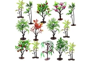 GIRAFEDA 21PCS Modèle Arbres Modèle Train Arbres Modèle Arbres Mixte Couleur Arbre de Diorama Arbres Miniatures Mini Arbres Paysage Modèle Train Arbres Paysage avec Base pour Déco Ornement