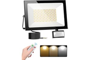 LITGLOBE 100W Projecteur LED Exterieur Detecteur de Mouvement,3000K/4500K/6500K Spot LED Extérieur avec Télécommande,10000LM Projecteur LED Exterieur,IP66 Etanche Eclairage Exterieur pour Jardin Patio Garage