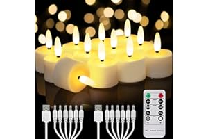 ‎HOMEMORY Homemory Wiederaufladbare Teelichter mit Fernbedienung, LED-Teelichter mit Timer, wiederaufladbare flammenlose Kerzen für Heimdekoration, 12 Stück