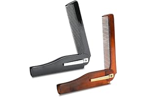 DORART HOME Peigne Barbe Homme, 2 pcs Peigne Pliante en Plastique Comb de Poche Portable avec Clip à Fixer Peigne Cheveux Anti-statique Accessoire pour Entretien Soins Barbe Voyage Cadeau pour Homme Sleek Look