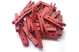 VETRINE INRETE Vetrineinrete® 100 Pezzi mollette in Legno portafoto mollettine Rosse 3.5 cm Fai da Te Clip per Decorazione casa G48