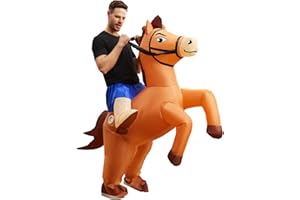 POPTREND Inflatable Horse Costume for Adult Kids, Horse Blow Up Costume for Men Women Halloween Costumes Ride on Horse Inflatable Costume for Kids Cosplay Party