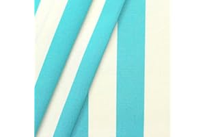 STOFFKONTOR Markisenstoff Outdoorstoff Streifen Breite 160cm Meterware Türkis-Blau Weiss
