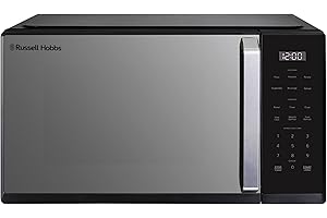 Russell Hobbs Digital Microwave in Black, 900W Power, 10 Power Levels, 6 Auto-Cook Menus, Defrost and Reheat Settings, 99-Minute Timer, Pull Handle, Touch Control Panel, Family-Size, RHMT2512B