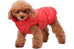 GUOCU Cappotto per Cani,Piumino per Cani e Gatto di Piccola Taglia,Cani Gilet in Pile Polare,Giù Giacca per Animali Domestici,Giacche Invernali Calde Impermeabili per Teddy/Chihuahua/Pomerania Rosso B S