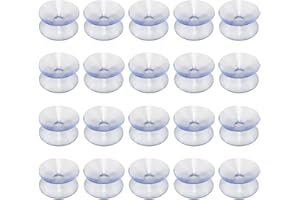 JAMAKALA Double Sided Suction Cups, 20Pcs Slip-Proof Double Sided Sucker Pads,Clear Plastic Suckers Table Glass Suckers for Glass Table (2 cm)