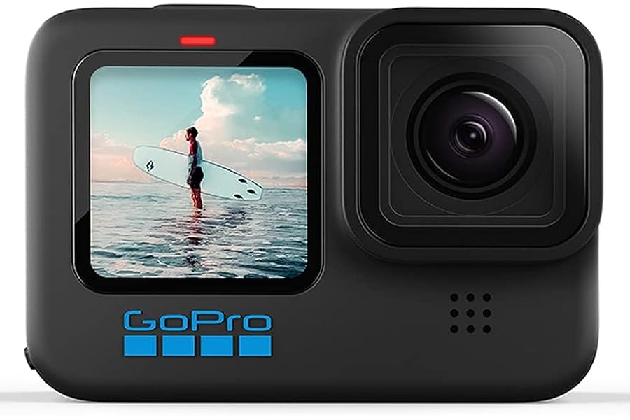 GoPro HERO10 Schwarz – wasserdichte Actionkamera mit vorderem LCD- und hinterem Touchscreen, 5,3K60 Ultra HD Video, 23-M